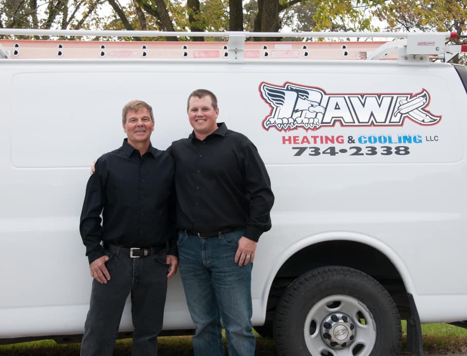 Bob and Dan Hawk In front of Hawk Heating & Cooling Van